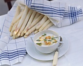 Cream of asparagus soup with croutons