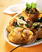 Baked potatoes with various fillings