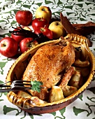 Roast duck with apples and spices
