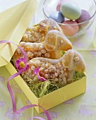 Easter lambs in yeast dough in gift box