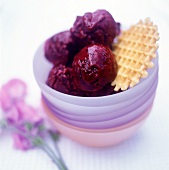 Berry ice cream with wafer