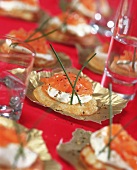 Buckwheat biscuits with cream cheese mousse and smoked salmon