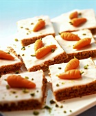 Sweet courgette and carrot cake, cut into pieces 