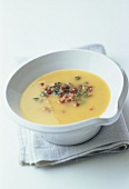 Potato soup with bacon and lovage