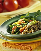Lentils with spinach and tomatoes