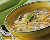 Rice soup with fresh vegetables