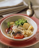 Vegetable stew with pike-perch