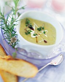 Cream of potato soup with herbs