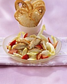 Chicory and chicken salad with strawberries