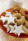 Cinnamon stars, almond & honey crescents, cherry biscuits