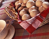 Polvorones (small Mexican cookies) in bread basket