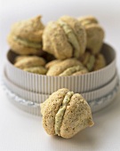 Pistachio macaroons in a gift box