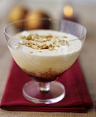 Trifle with vanilla custard, cream and nuts