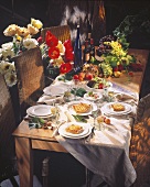 Table laid in autumnal style with savoury puff pastries