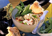 Aubergine mousse with mint and pita bread