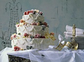 Three-tiered wedding cake