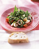 Spring salad with spinach & ramsons (wild garlic)