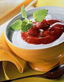 Quark with raspberry and apricot puree