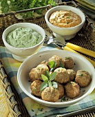 Meatballs with two kinds of sauce