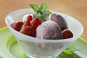 Strawberry sorbet with blackcurrant juice & cassis