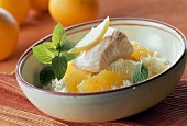 Salmon with citrus fruit and basmati rice