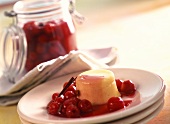 Sweet & sour cherry compote with vanilla blancmange