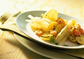 Potato and fennel salad with shrimps