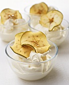Calvados mousse with dried apple slices