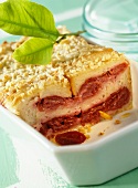 Cherry bread pudding (Kirschmichel) with almonds