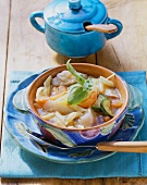 Minestrone with cod fillet and pasta