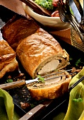 Pork fillet with mushroom stuffing in puff pastry