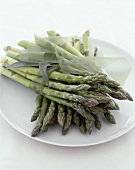 Fresh green asparagus on a plate