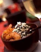 Spinach risotto with currants and jumbo prawns (Egypt)