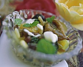 Dried fruit compote with crème fraiche (Yemen)