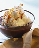 Chocolate pudding with meringue cloud & caramel strands