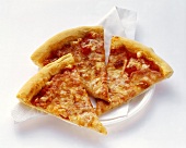 Three slices of pizza Margherita