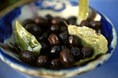 Bowl of bottled olives
