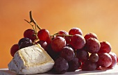 Red grapes with soft cheese