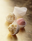 White and pink champagne truffles