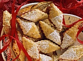 Linzer biscuits with red bow