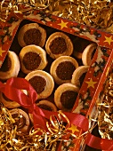 Black and white cookies in gift box