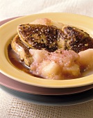 Fried goose liver with apple compote
