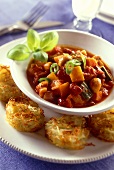 Vegetable stew with rosti