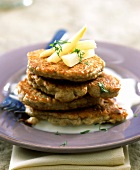 Buckwheat pancakes with white asparagus