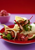 Wraps with roast beef and figs