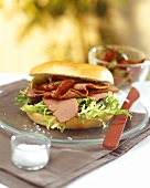 Sandwich with Pastirma ham and chilis