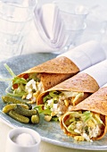 Wraps with cottage cheese and tuna filling
