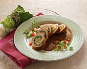Turkey roll with savoy and mashed potato stuffing