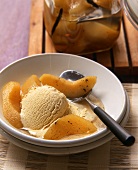 Vanilla ice cream with quince compote