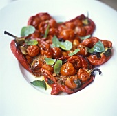 Baked marinated red peppers and cherry tomatoes